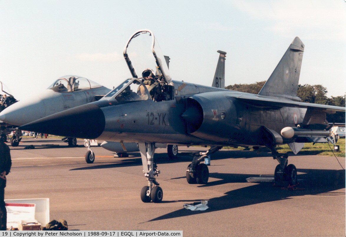19, Dassault Mirage F.1C C/N 19, Mirage F.1C of EC 1/12 French Air Force on display at the 1988 RAF Leuchars Airshow.