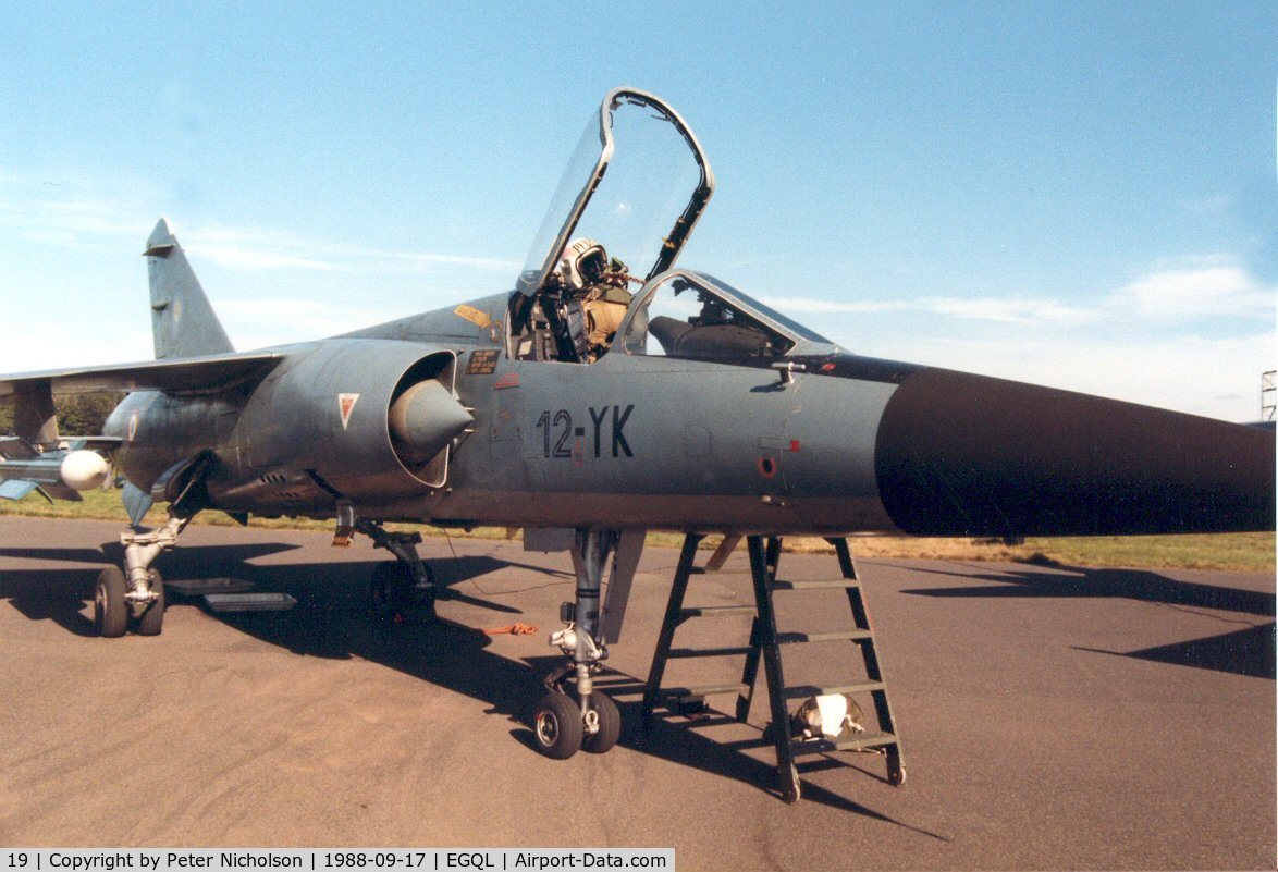 19, Dassault Mirage F.1C C/N 19, Another view of the EC 1/12 Mirage F.1C of the French Air Force on display at the 1988 RAF Leuchars Airshow.