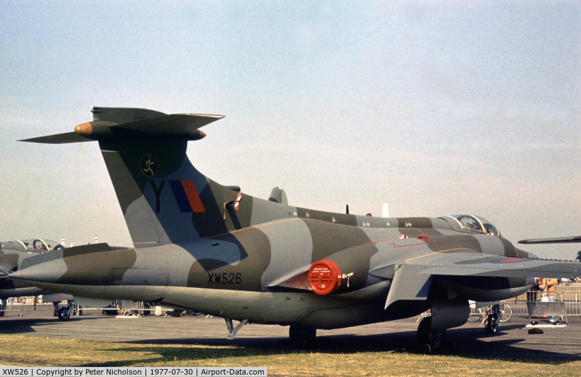 XW526, 1970 Hawker Siddeley Buccaneer S.2B C/N B3-02-69, Buccaneer S.2B of 16 Squadron on display at the 1977 Royal Review at RAF Finningley.