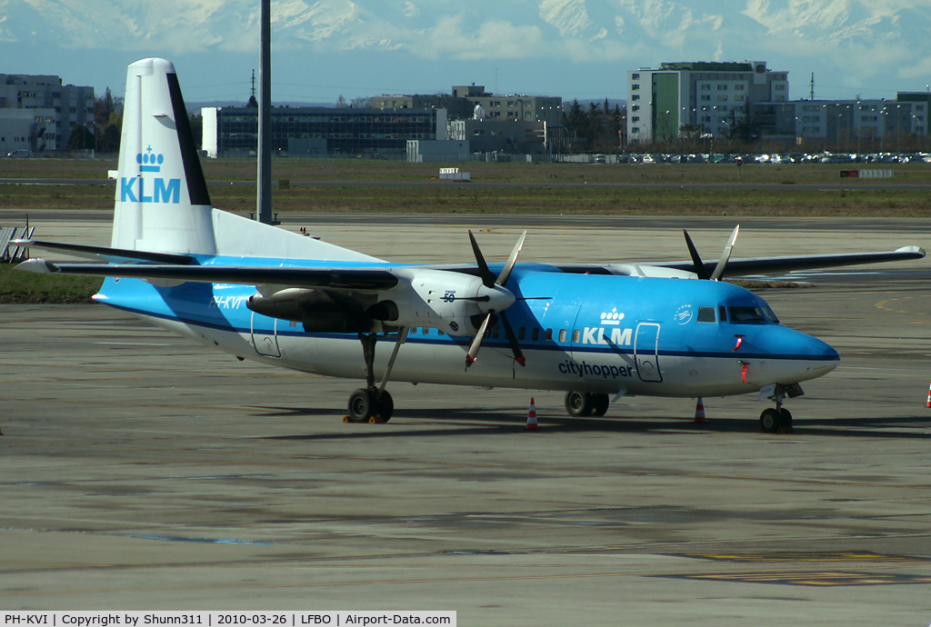 PH-KVI, 1991 Fokker 50 C/N 20218, Parked at the terminal...