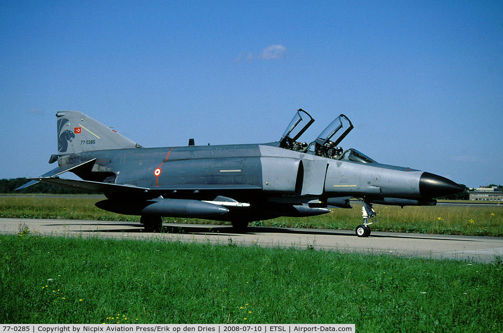 77-0285, 1977 McDonnell Douglas F-4E-2020 Terminator C/N 4993, Turkish AF F-4E-2020 Terminator on the taxitrack at Lechfeld AB, Germany, during the exercise ELITE-2008