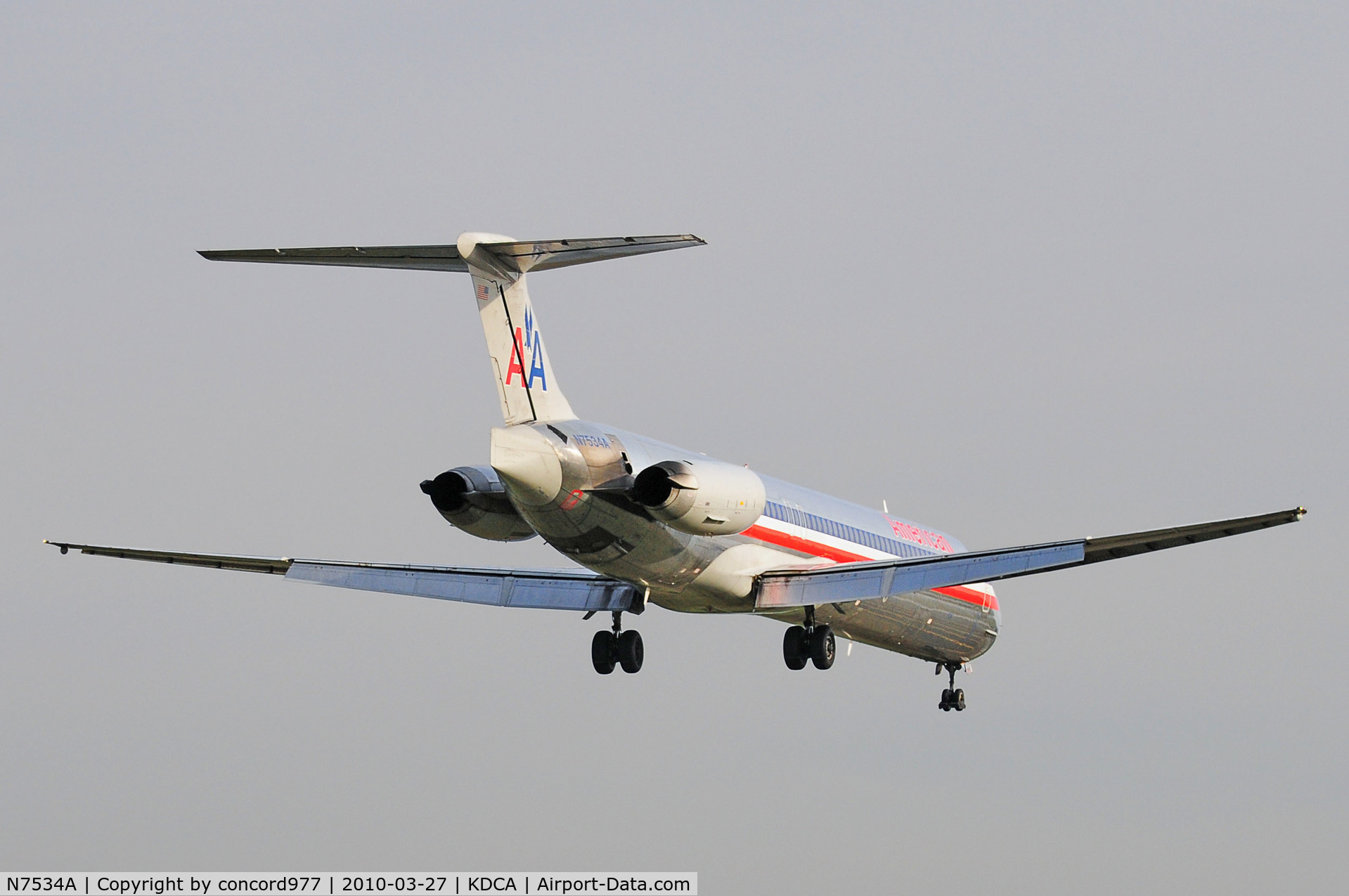 N7534A, 1990 McDonnell Douglas MD-82 (DC-9-82) C/N 49988, Seen at KDCA on 3/27/2010