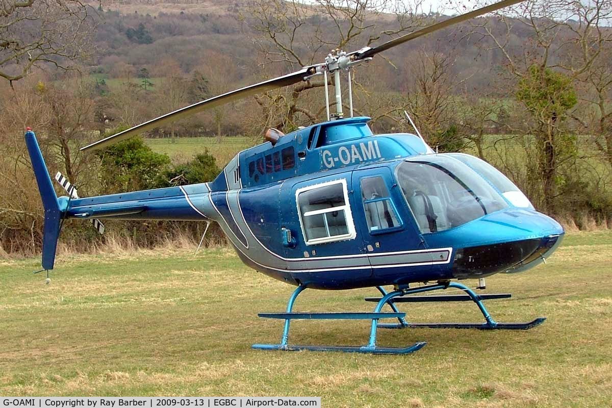 G-OAMI, 1968 Bell 206B JetRanger II C/N 464,  Bell 206B Jet Ranger [464] Cheltenham~G 13/03/2009. Seen at Cheltenham Racecourse during Gold Cup Week.