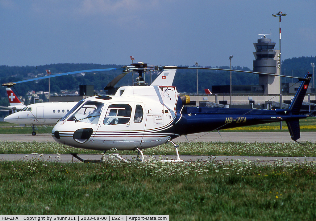 HB-ZFA, Eurocopter AS-350B-3 Ecureuil Ecureuil C/N 1594, Parked at the Heliport area...