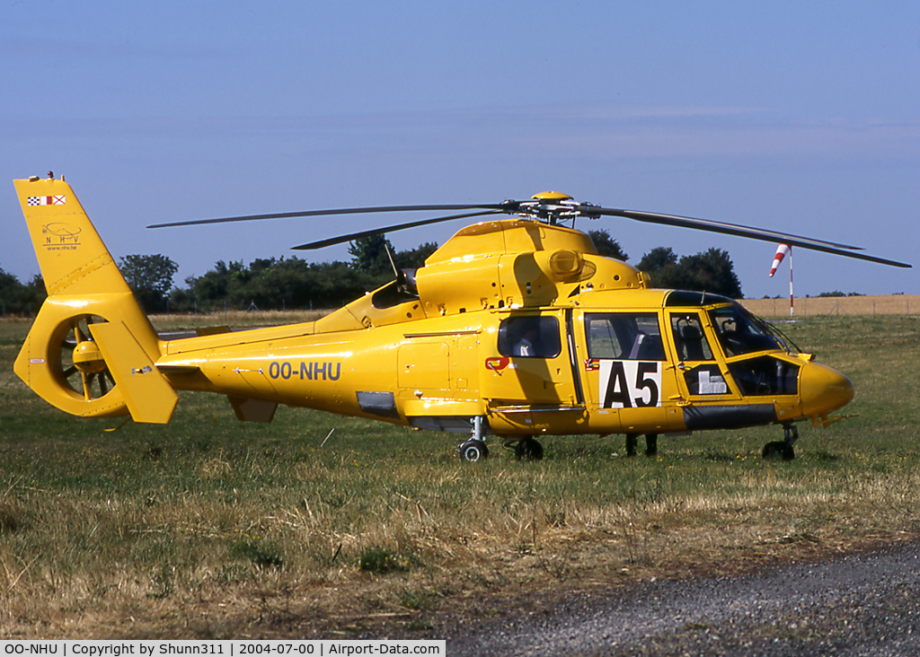 OO-NHU, 2003 Eurocopter AS-365N-3 Dauphin 2 C/N 6665, Parked at the Magny-Court Heliport during Formula One GP 2004