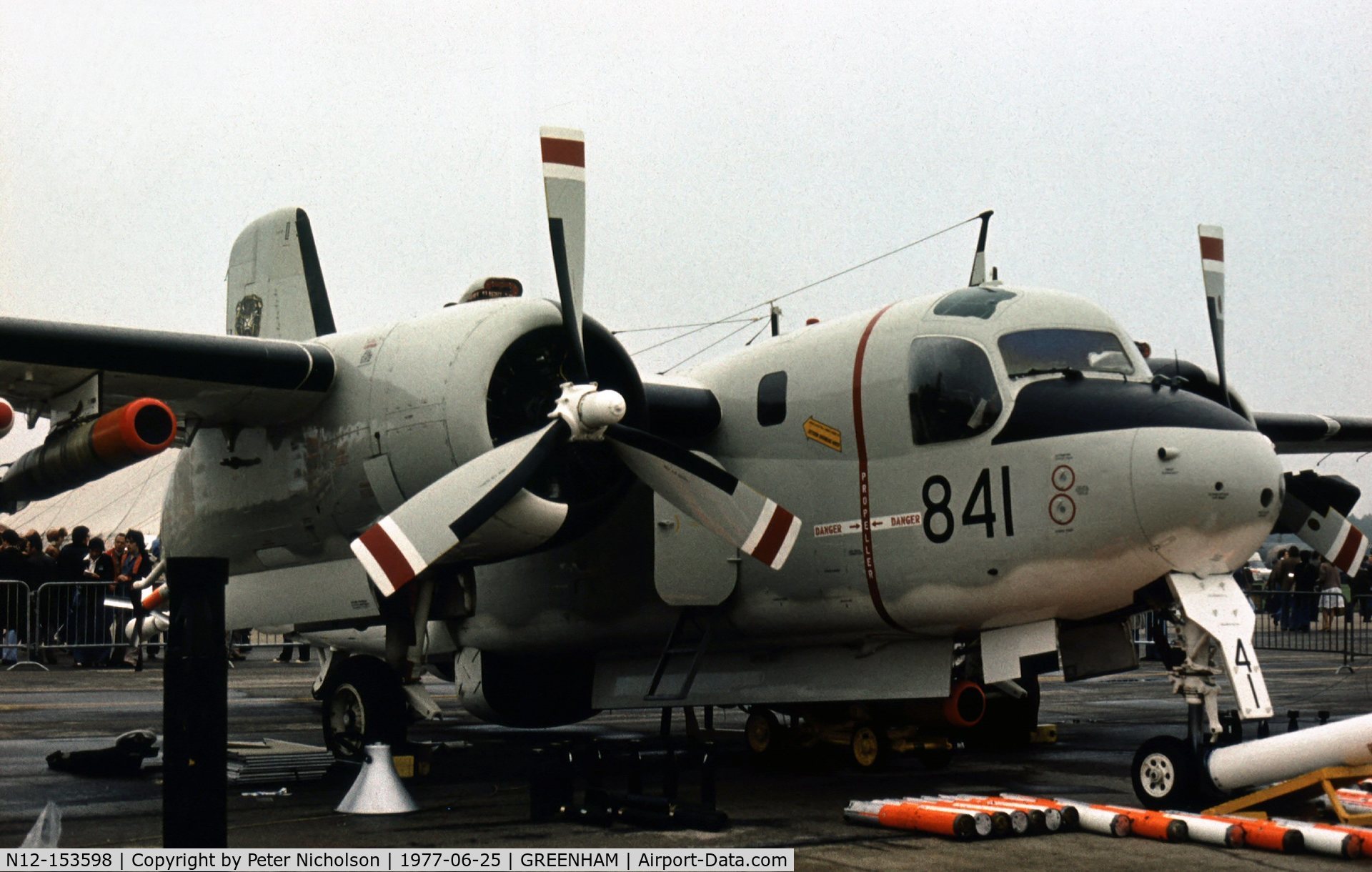 N12-153598, Grumman S-2E Tracker C/N 342C, S-2E Tracker of VC-816 Squadron Royal Australian Navy in the static park at the 1977 Intnl Air Tattoo at RAF Greenham Common.