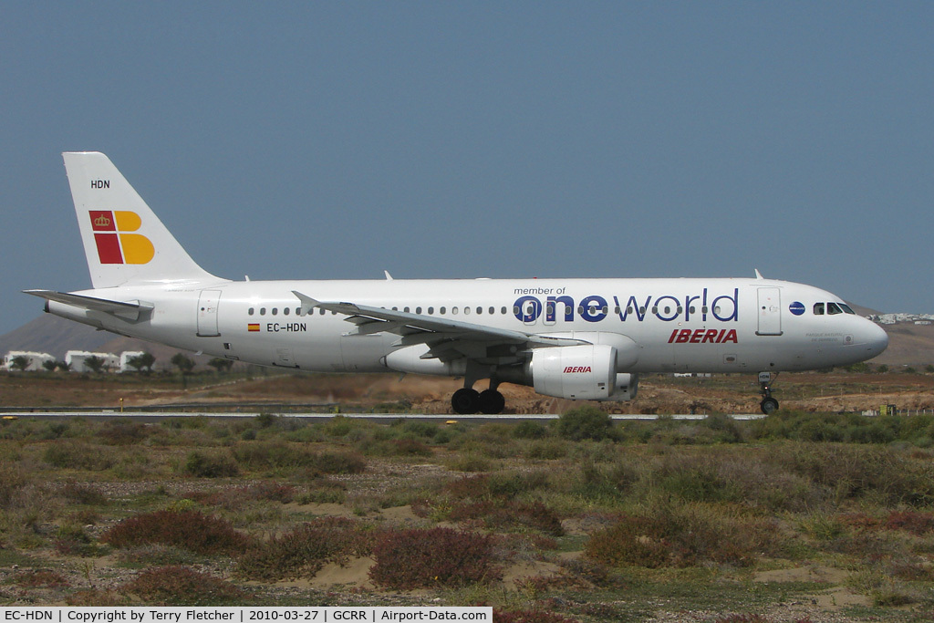 EC-HDN, 1999 Airbus A320-214 C/N 1087, Iberia / Oneworld A320 at Arrecife , Lanzarote in March 2010