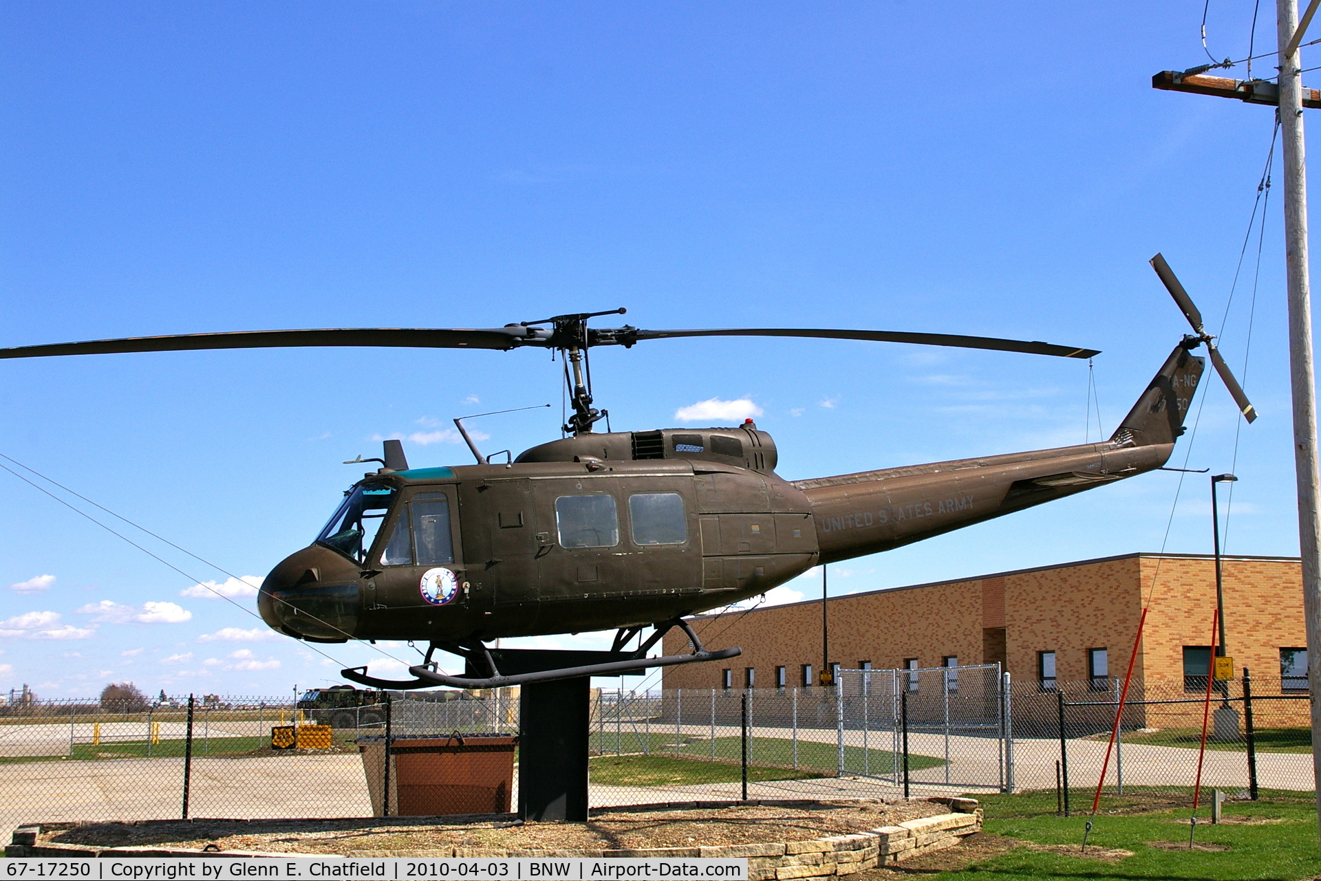 67-17250, 1967 Bell UH-1H Iroquois C/N 9448, At the Army National Guard entrance