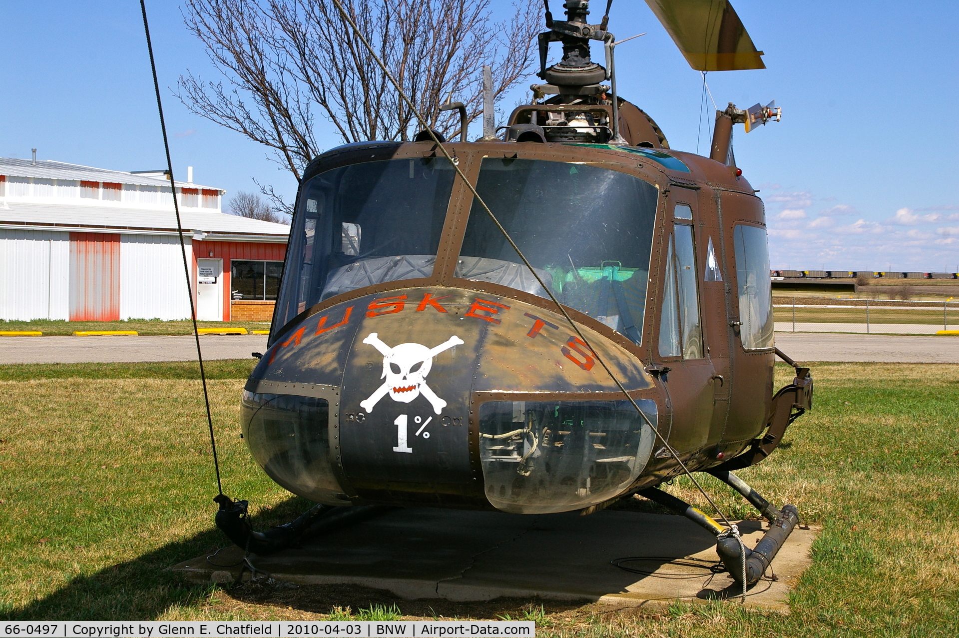 66-0497, 1966 Bell UH-1M Iroquois C/N 1479, Gate Guardian for main airport entrance