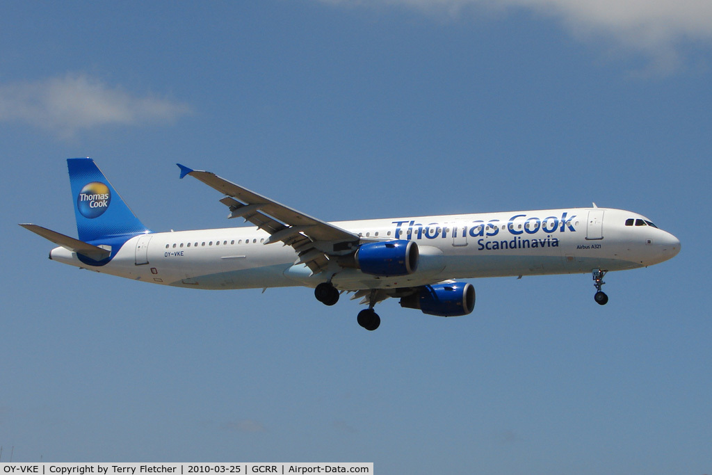 OY-VKE, 2002 Airbus A321-211 C/N 1887, Thos Cook Scandanavia A321 at Arrecife , Lanzarote in March 2010