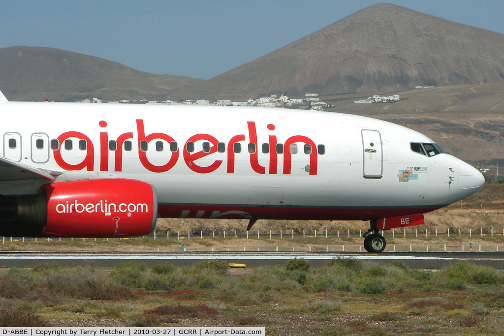 D-ABBE, 2002 Boeing 737-86J C/N 30881, Air Berlin B737 at Arrecife , Lanzarote in March 2010