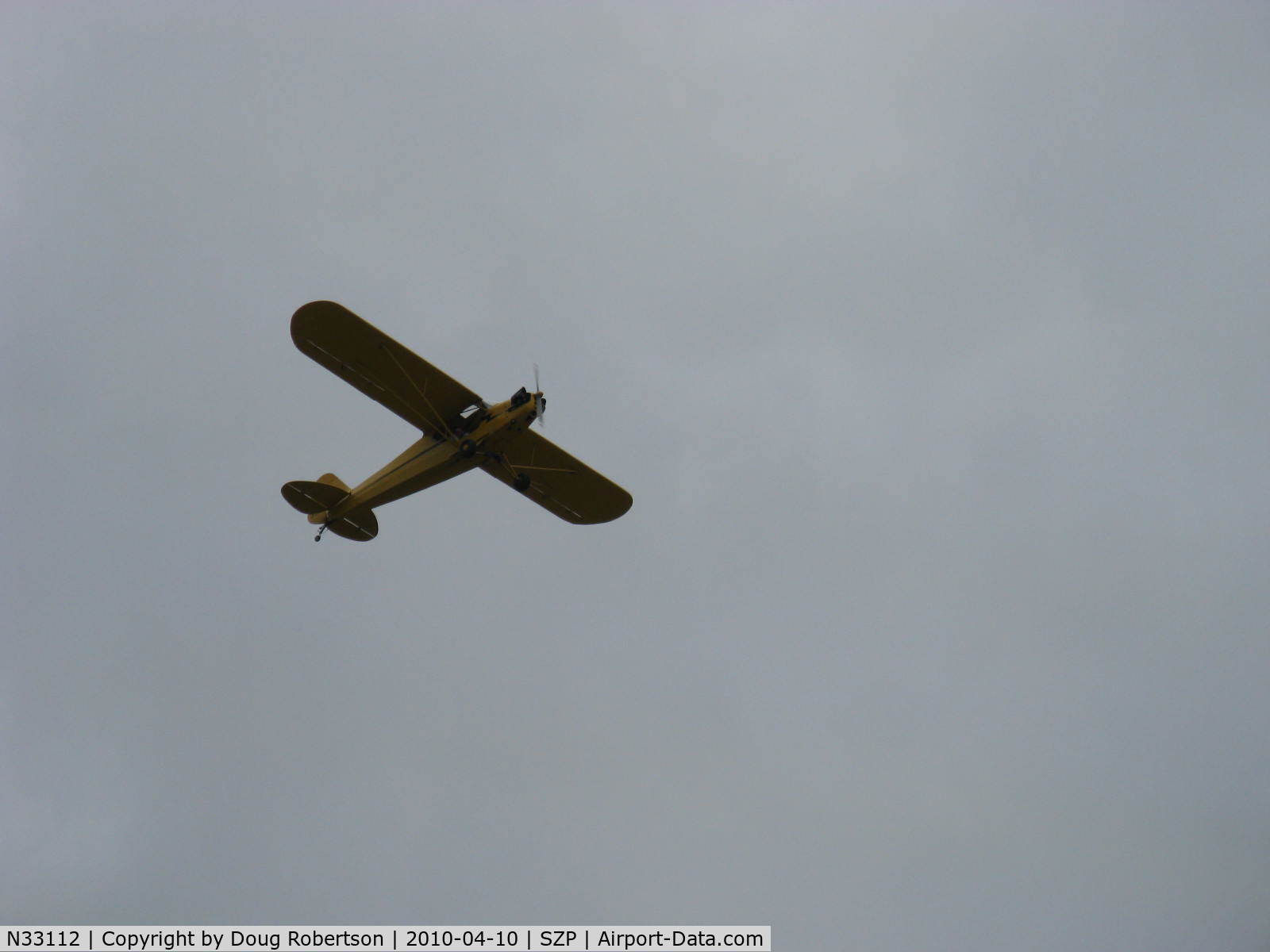 N33112, 1940 Piper J3C-65 Cub Cub C/N 5830, 1940 Piper J3C-65 CUB, Continental C90 90 Hp upgrade, takeoff climb Rwy 22