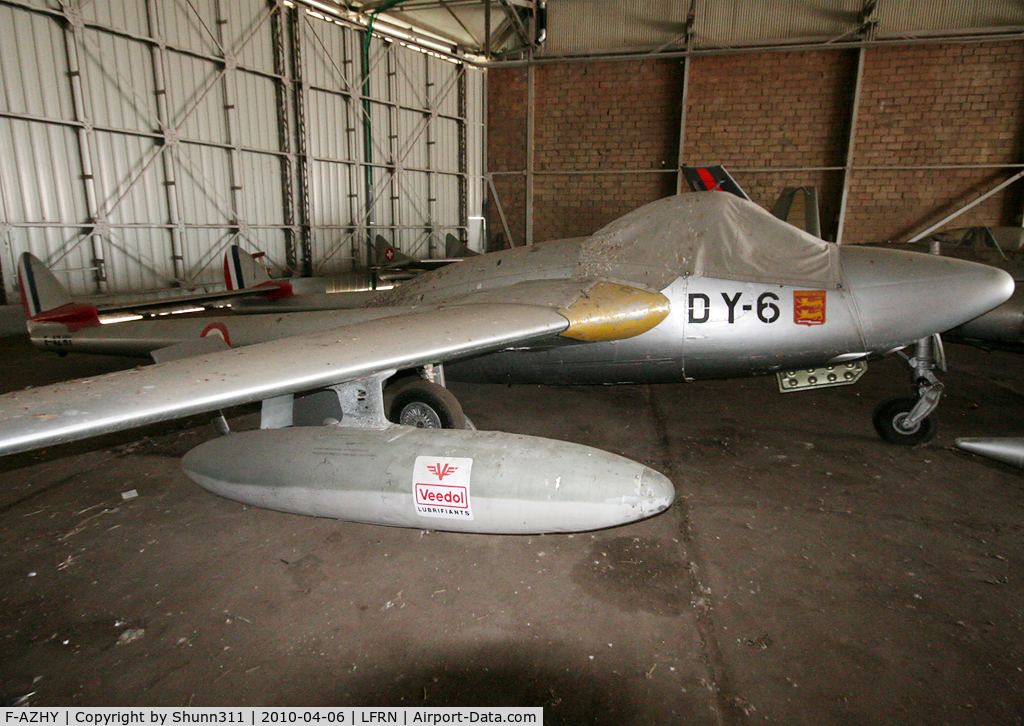 F-AZHY, De Havilland DH-110 Vampire FB.6 C/N 610, Stored into a hangar...