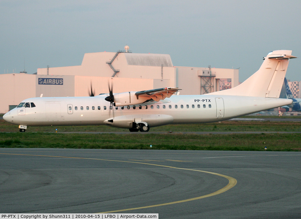 PP-PTX, 2001 ATR 72-212A C/N 666, Taxiing holding point rwy 32R for delivery flight to TRIP Linhas Aereas...