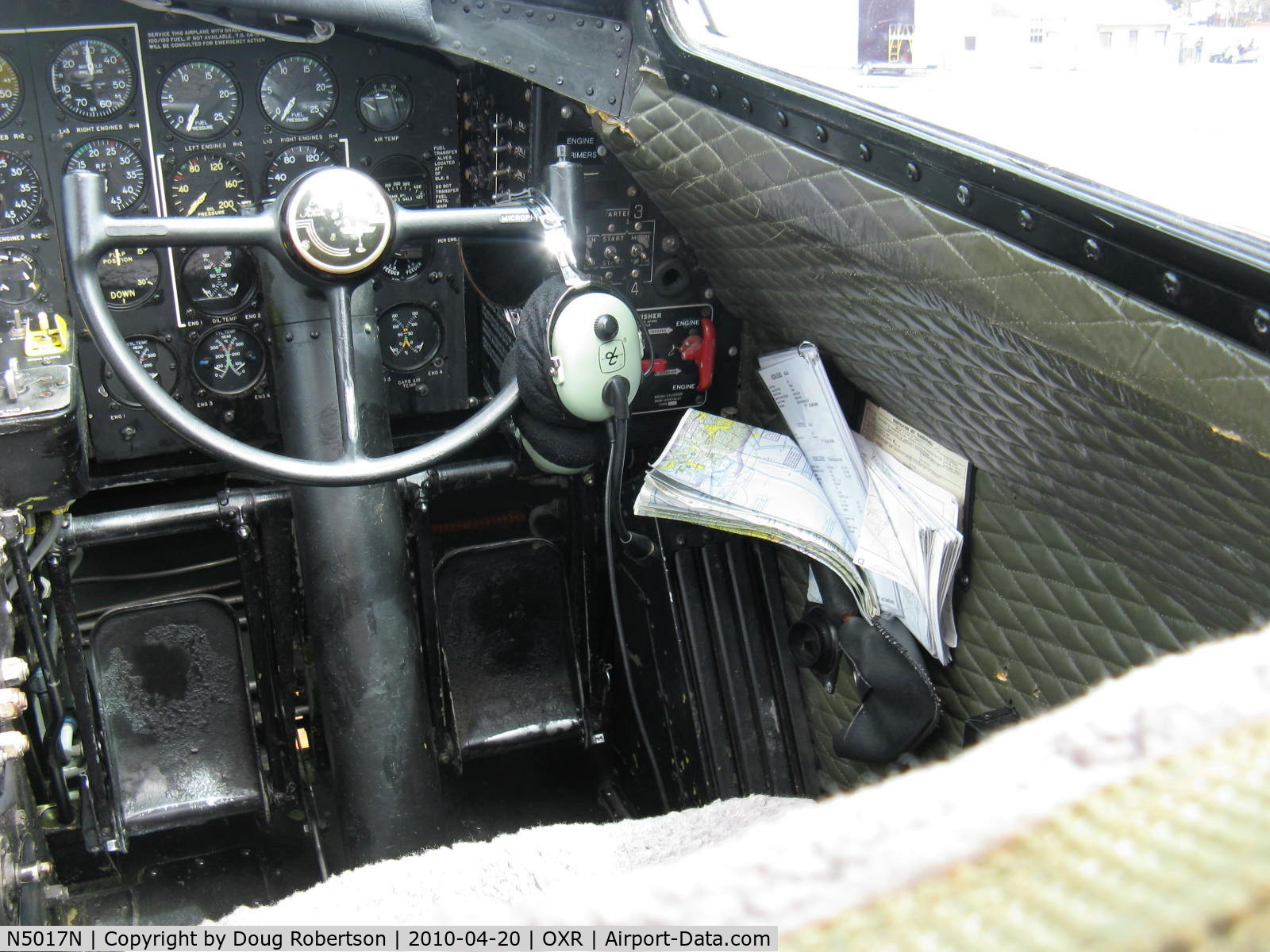 N5017N, 1944 Lockheed/Vega (Boeing) B-17G-105-VE Flying Fortress C/N 8649, 1944 Boeing B-17G Flying Fortress 'Aluminum Overcast' , copilot's panel-modernized & flight controls. Note: huge rudder pedals