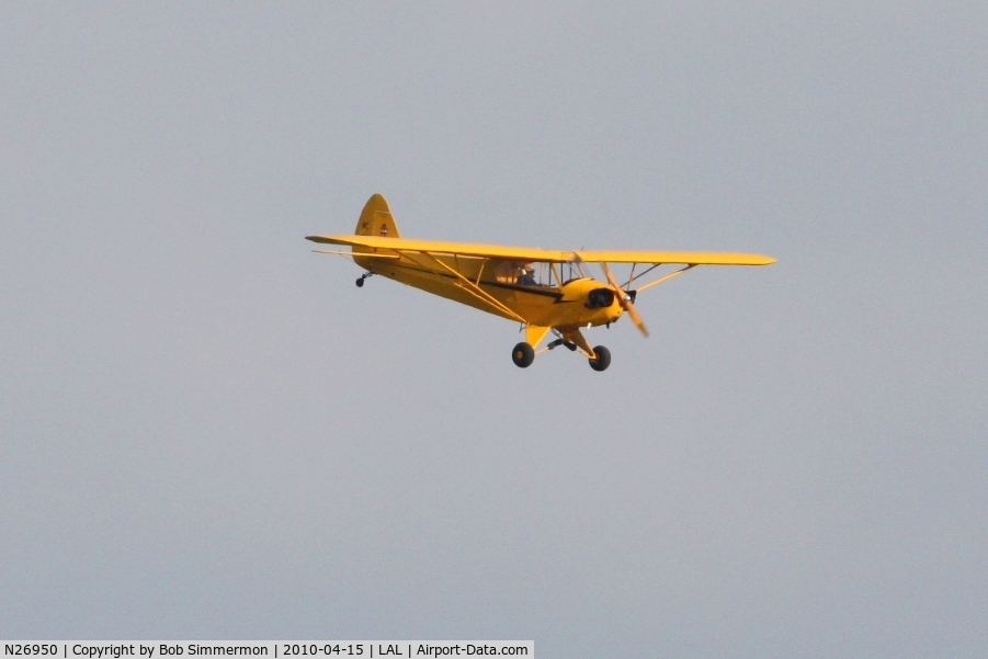 N26950, Piper J3C-65 Cub C/N 20974, Arriving at Lakeland, FL during Sun N Fun 2010.