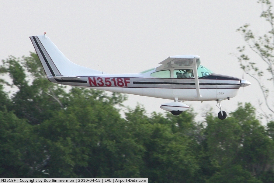 N3518F, 1966 Cessna 182J Skylane C/N 18257518, Arriving at Lakeland, FL during Sun N Fun 2010.