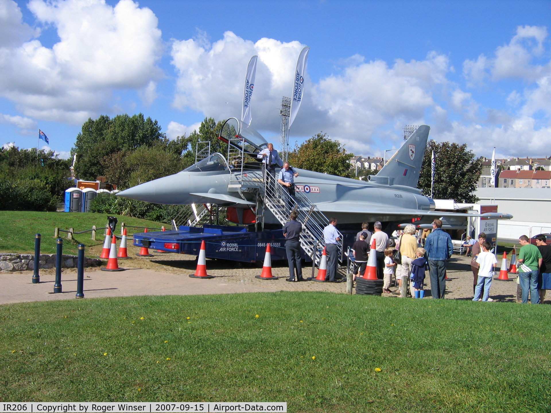 IR206, Eurofighter EF-2000 Typhoon F2 (mock-up) C/N Not found IR206, Off airport. On display at The Welsh Festival of the Air, Swansea Bay, Wales, UK. Typhoon replica carrying s/n IR206, code IR and 29 Squadron RAF markings. 
