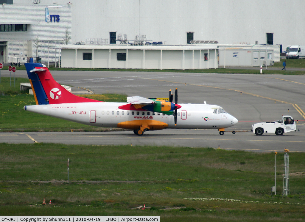 OY-JRJ, 1987 ATR 42-320 C/N 036, Moved to the airport...
