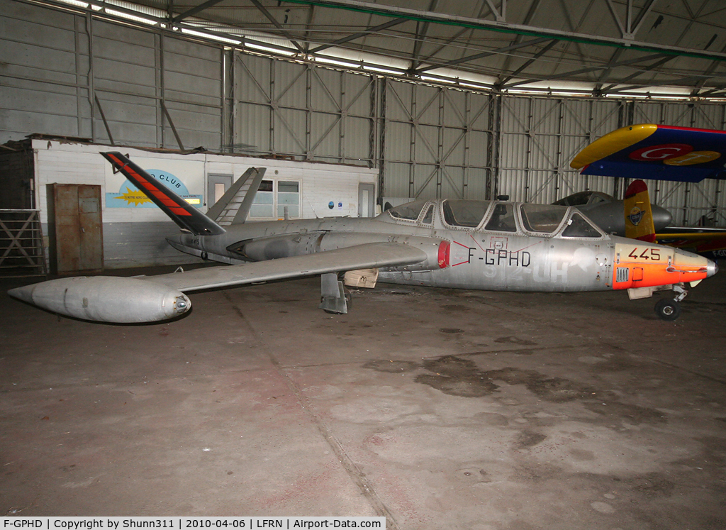 F-GPHD, Fouga CM-170 Magister C/N 445, Stored into a hangar...