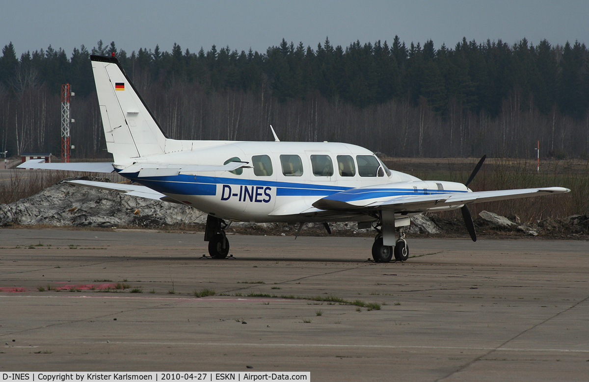 D-INES, 1977 Piper PA-31-350 Chieftain C/N 31-7752061, Parked at Skavsta