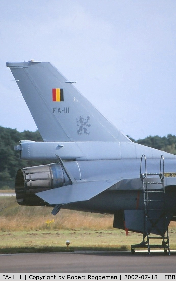 FA-111, 1987 SABCA F-16AM Fighting Falcon C/N 6H-111, F-16AM.Lion on its tail.10 th Wing Belgian Air Force.