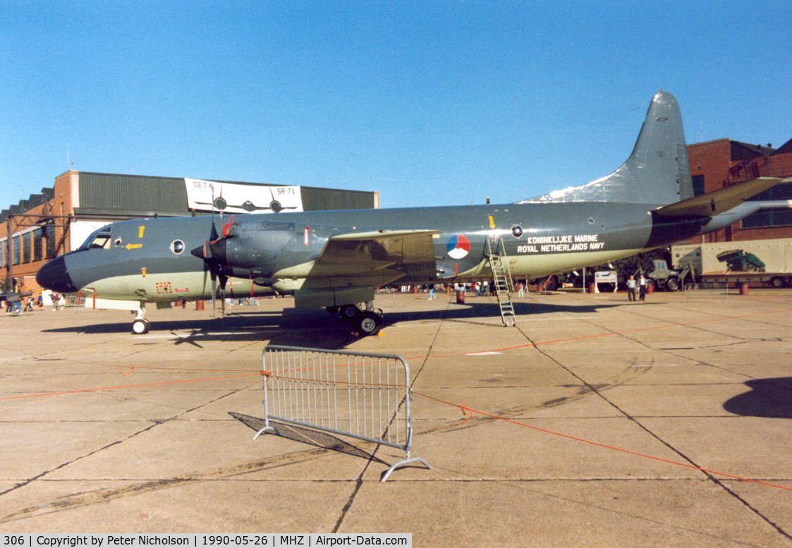 306, 1983 Lockheed P-3C Orion C/N 285A-5758, P-3C Orion of 320 Squadron Royal Netherlands Navy on display at the 1990 RAF Mildenhall Air Fete.