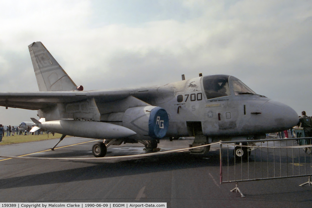 159389, Lockheed S-3B Viking C/N 394A-3025, Lockheed S-3B Viking. Operated by VS-31, in the static at the 1990 Battle of Britain 50 Airshow at Boscombe Down. W/O in an emergency landing accident in 1992 on the USS Theodore Roosevelt as a result of an in-flight fire.