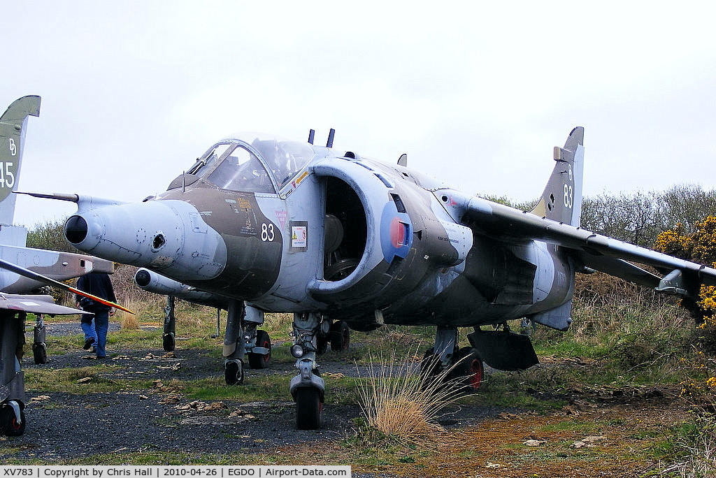 XV783, 1970 Hawker Siddeley Harrier GR.3 C/N 712033, BAe Harrier GR3 at the Royal Naval School of Fire Fighting, Predannack Airfield, Cornwall