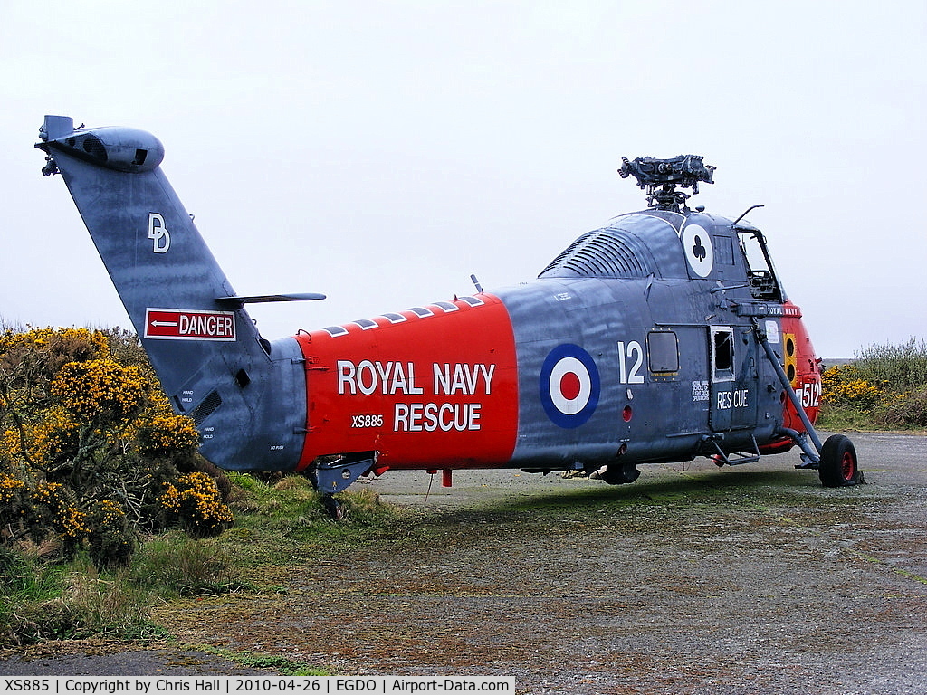 XS885, 1966 Westland Wessex HAS.1 C/N WA265, at the Royal Naval School of Fire Fighting, Predannack Airfield, Cornwall