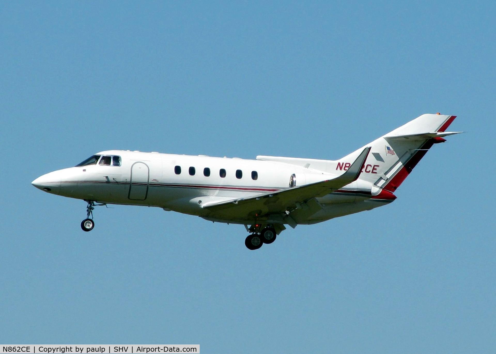 N862CE, 1993 Raytheon Corporate Jets Inc BAe.125-800A C/N 258244, Coca Cola Biz Jet landing at Shreveport Regional.