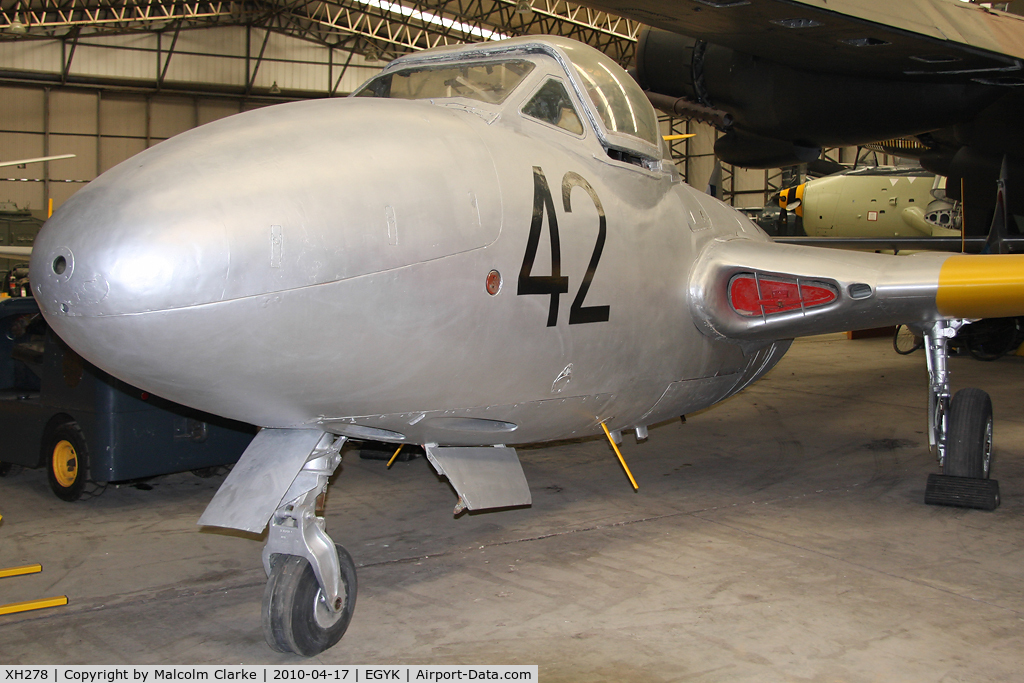 XH278, 1955 De Havilland DH-115 Vampire T.11 C/N 15607, De Havilland Vampire T11 (DH-115) at the Yorkshire Air Museum, Elvington in 2010.