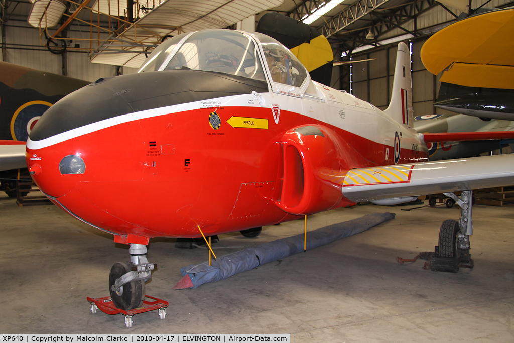 XP640, BAC 84 Jet Provost T.4 C/N PAC/W/16912, BAC 84 Jet Provost T4. On display at the Yorkshire Air Museum, Elvington in 2010.