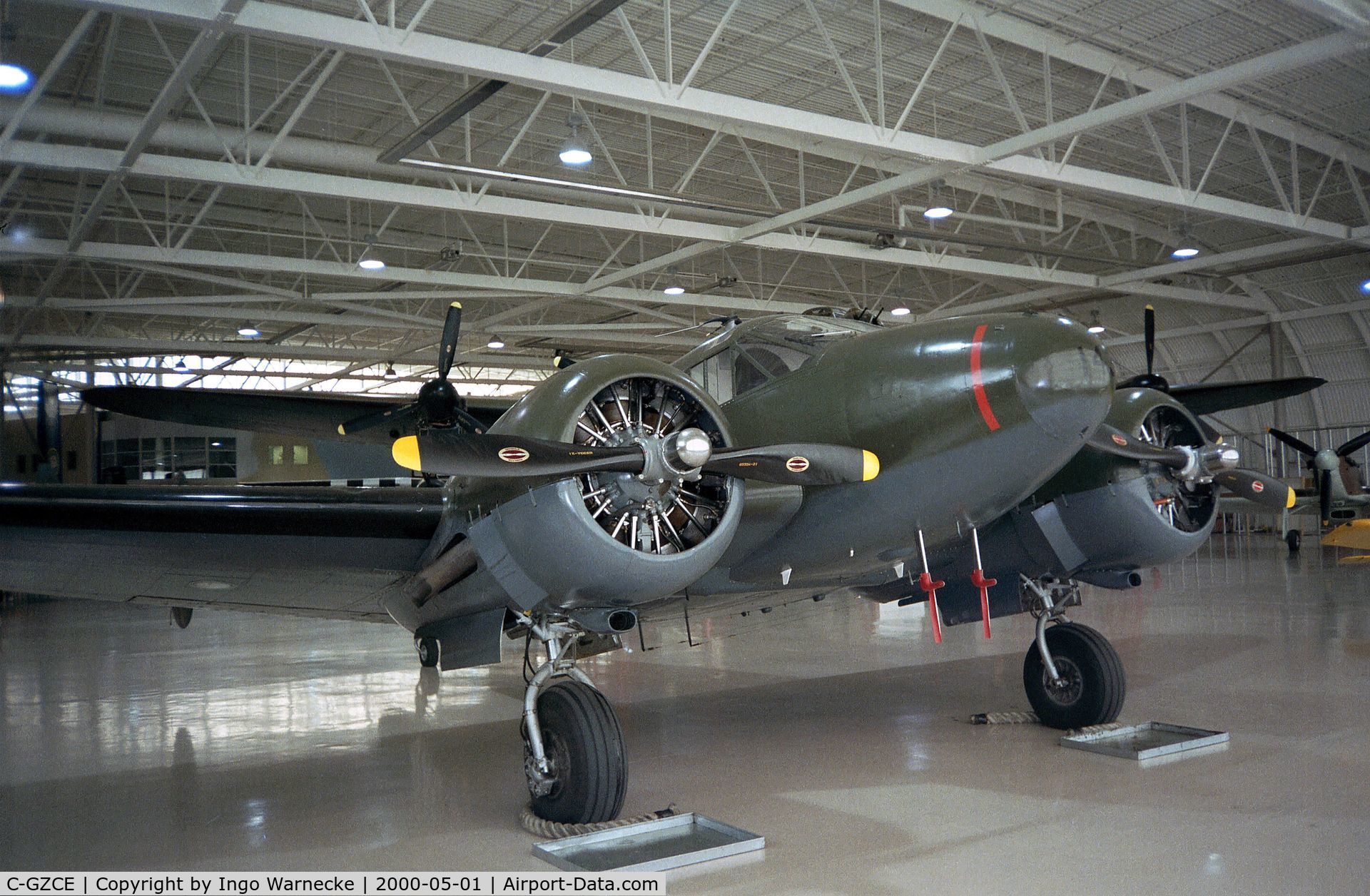 C-GZCE, 1946 Beech D18S C/N A-156, Beechcraft E18S (ex D18C) Twin Beech shown in the markings of a RCAF C45 Expeditor at the Canadian Warplane Heritage Museum, Hamilton Ontario