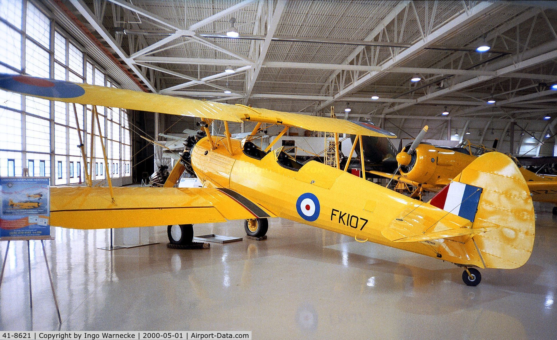 41-8621, Boeing PT-17 Kaydet (A75N1) C/N 75-2180, Stearman PT-17 (shown here in the markings of FK107 of the RCAF) at the Canadian Warplane Heritage Museum, Hamilton Ontario