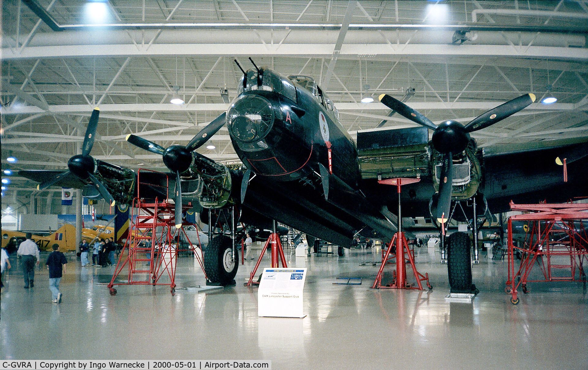 C-GVRA, 1945 Victory Aircraft Avro 683 Lancaster BX C/N FM 213 (3414), Avro (Victory Aircraft) Lancaster B Mk.X, engines undergoing maintenance at the Canadian Warplane Heritage Museum, Hamilton Ontario