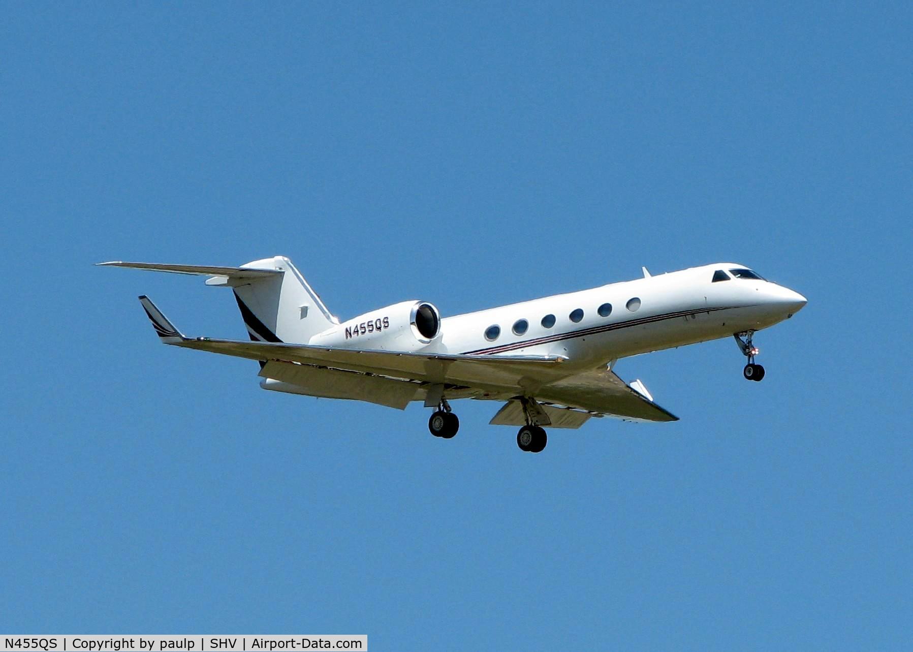 N455QS, 2007 Gulfstream Aerospace GIV-X (G450) C/N 4074, Landing at Shreveport Regional.