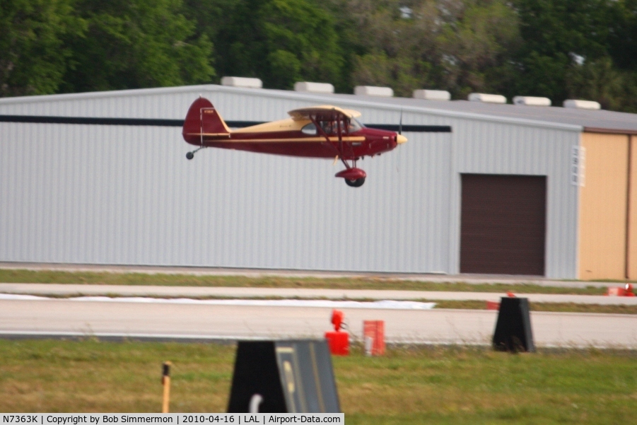 N7363K, 1950 Piper PA-20 Pacer C/N 20-271, Arriving at Lakeland, FL during Sun N Fun 2010.