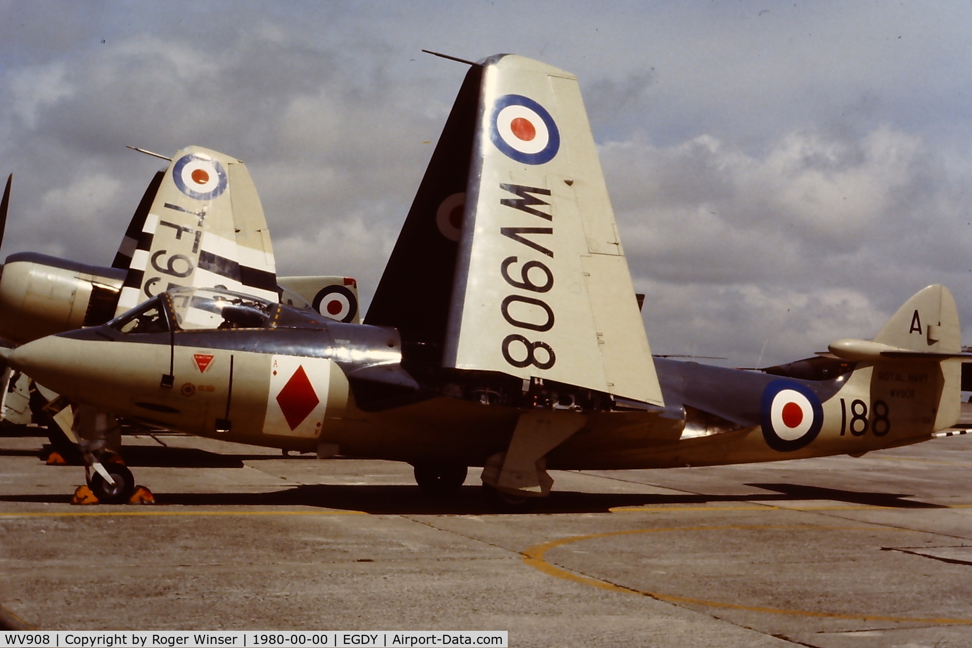 WV908, 1954 Hawker Sea Hawk FGA.6 C/N 6123, In 806 NAS markings. Part of the RNHF. Location is a guess. Year to be confirmed