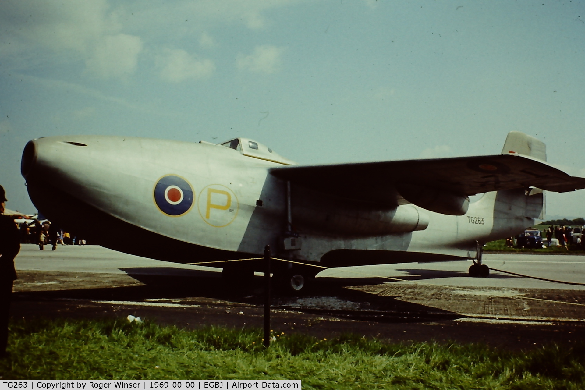TG263, 1947 Saunders-Roe SR.A.1 C/N G-12-1, Prototype aircraft seen at the Skyfame Museum, Staverton Airport in 1969