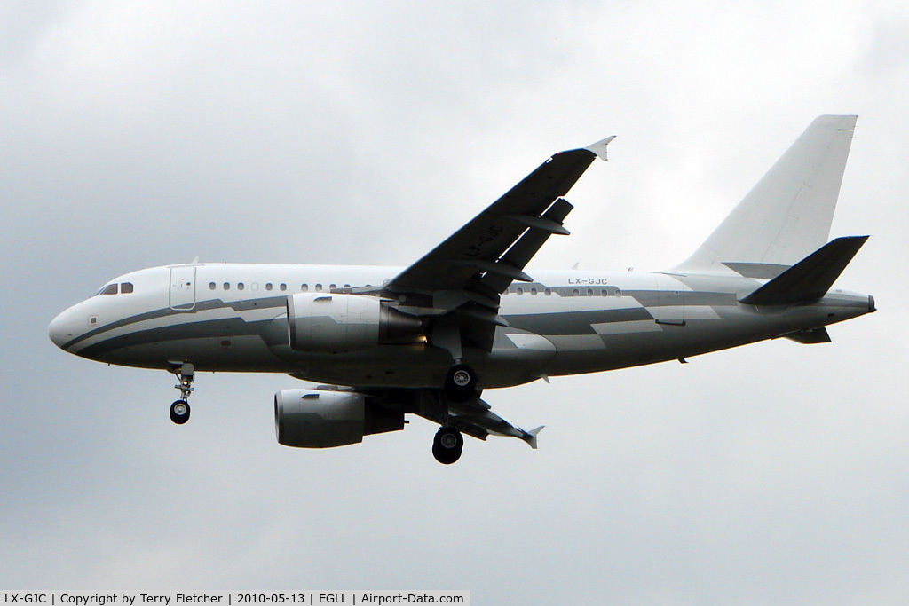 LX-GJC, 2007 Airbus ACJ318 (A318-112/CJ) C/N 3100, Silver Wings A318 at Heathrow