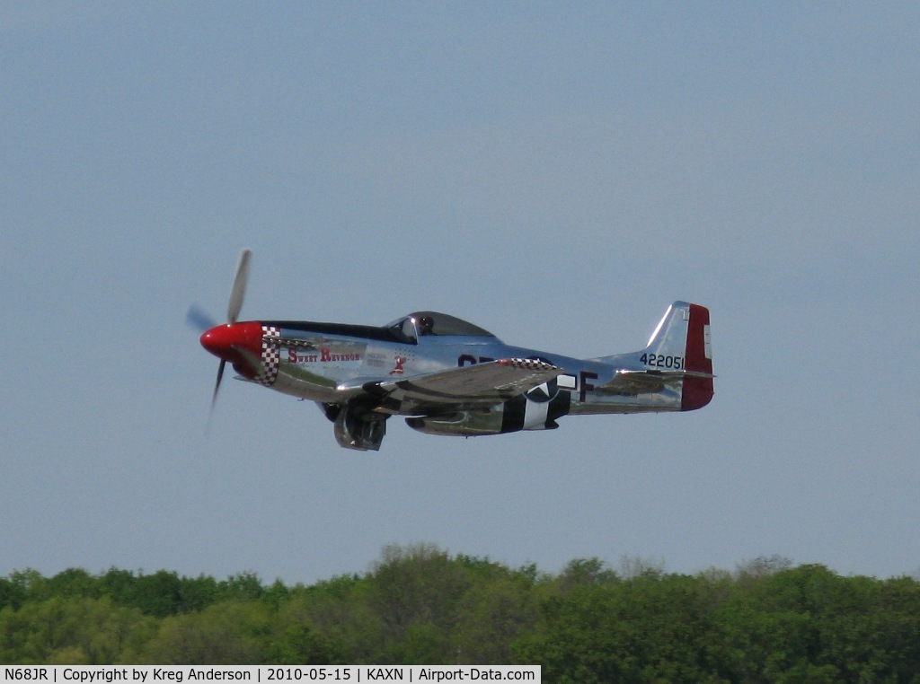 N68JR, 1944 North American P-51D Mustang C/N 44-72051, P-51 Mustang NL68JR flying low after departing on runway 13
