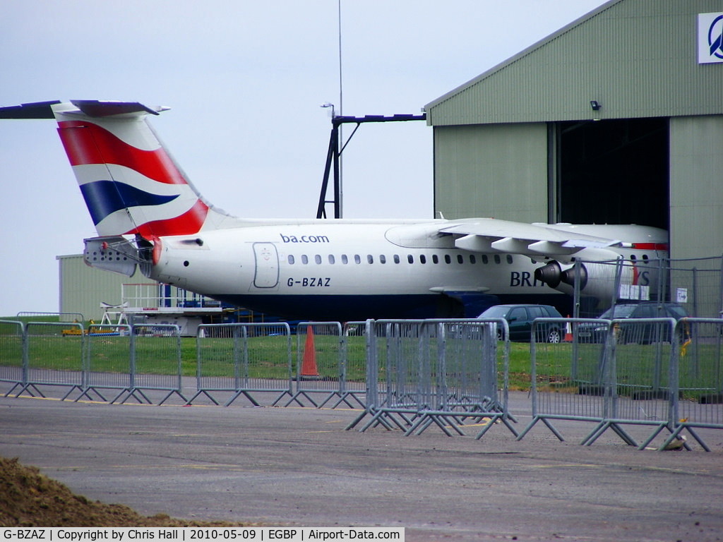 G-BZAZ, 2000 British Aerospace Avro 146-RJ100 C/N E3369, in storage at Kemble