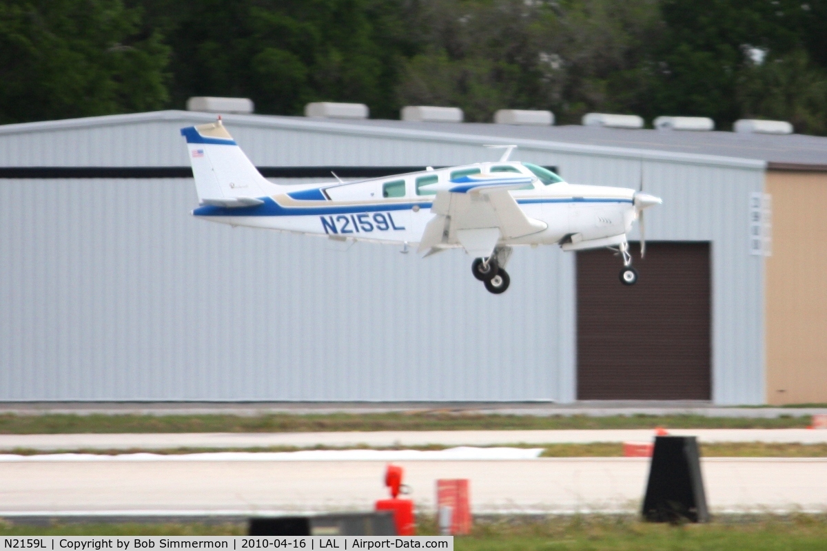 N2159L, 1976 Beech A36 Bonanza 36 C/N E-902, Landing on 9 during Sun N Fun 2010 at Lakeland, FL.
