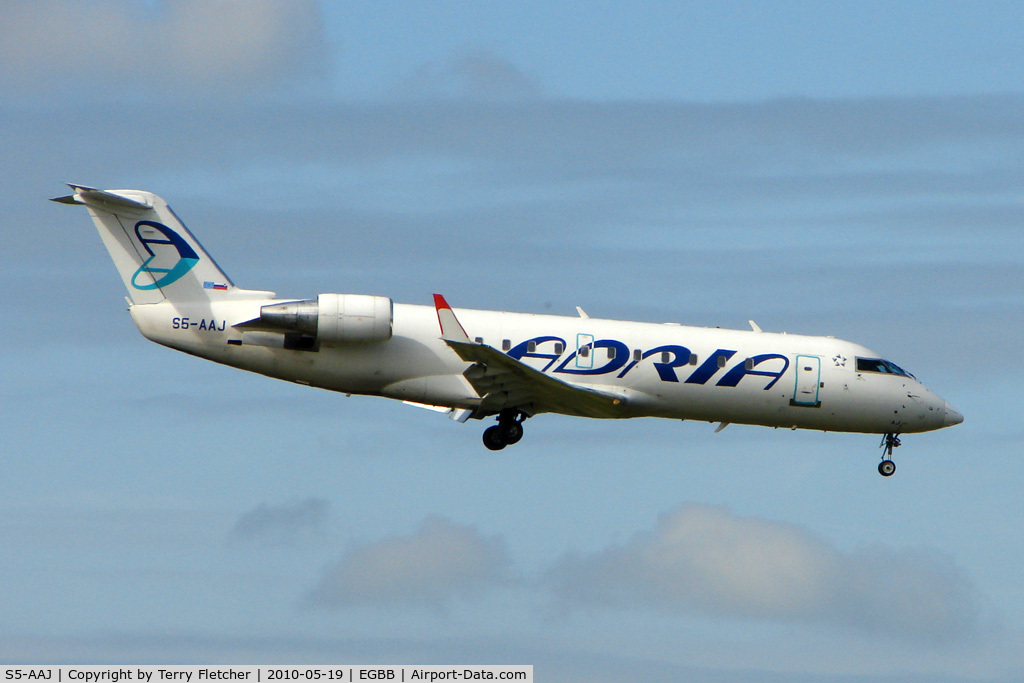 S5-AAJ, 2004 Bombardier CRJ-200ER (CL-600-2B19) C/N 8010, Adria CLRJ on charter into Birmingham