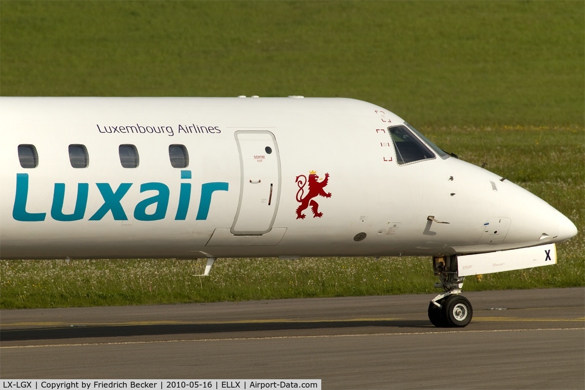 LX-LGX, 1999 Embraer EMB-145LU (ERJ-145LU) C/N 145147, holding point RW24