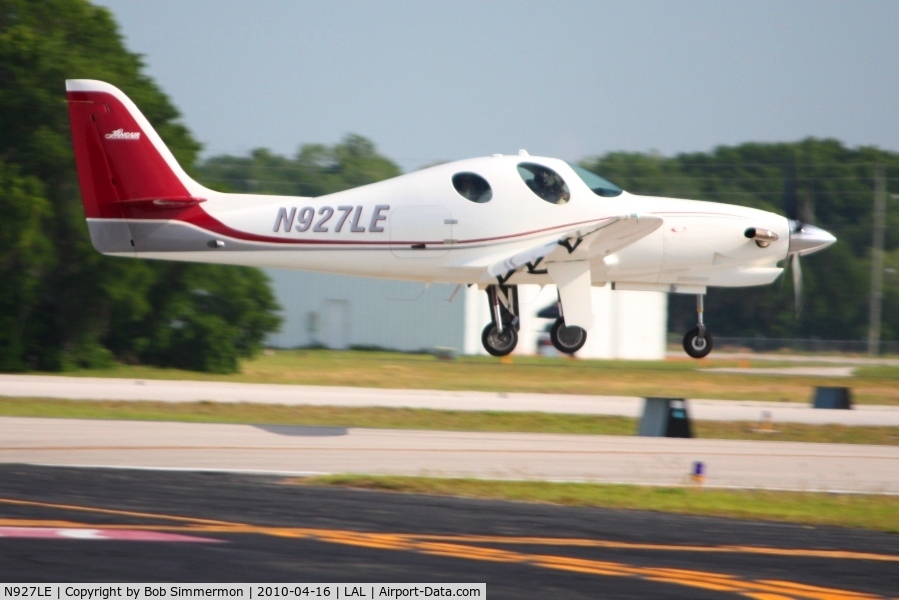 N927LE, 2008 Lancair Evolution C/N EVO-001, Landing on 9 during Sun N Fun 2010 at Lakeland, FL.
