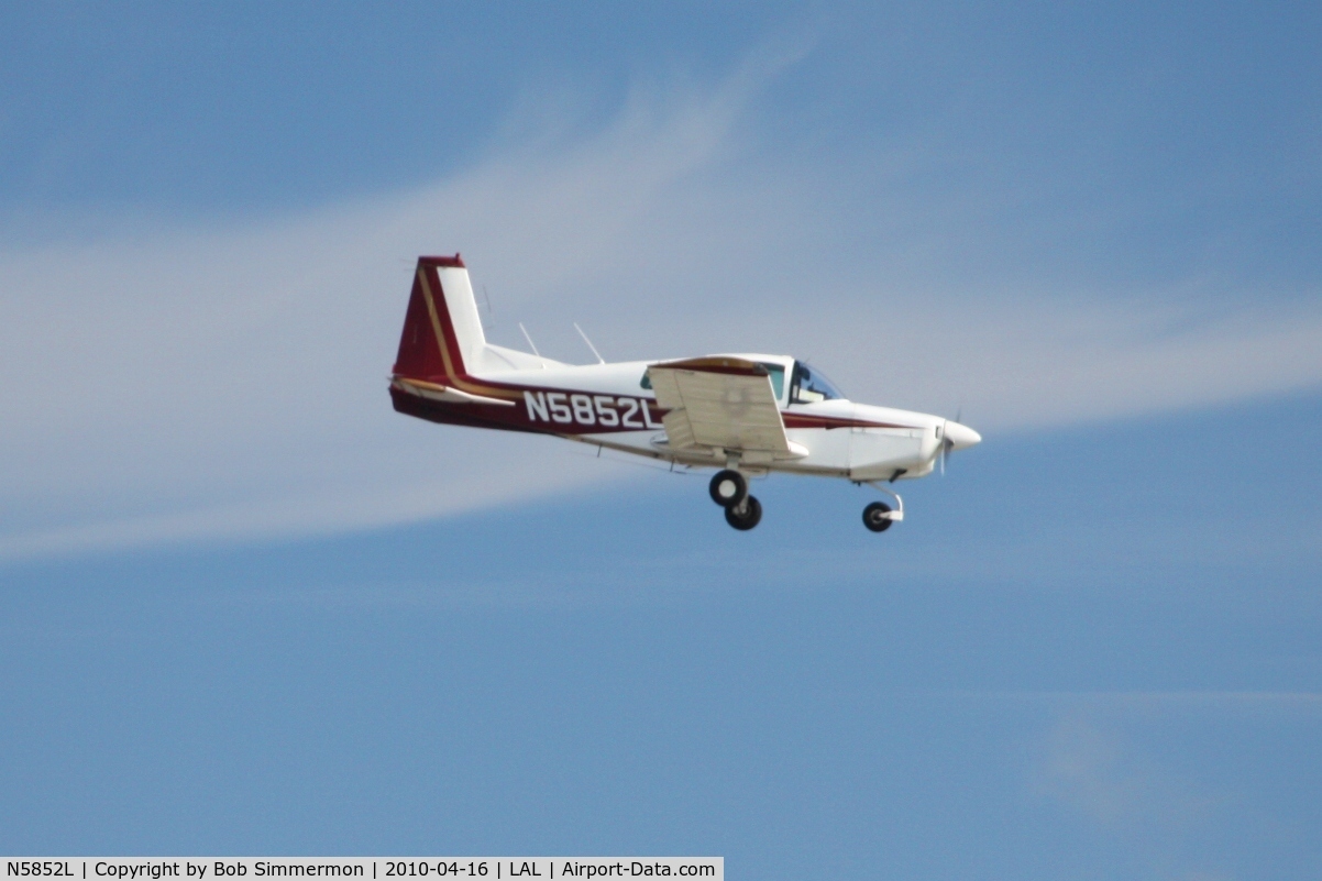 N5852L, 1972 American AA-5 C/N AA5-0052, Arriving at Lakeland, FL during Sun N Fun 2010.
