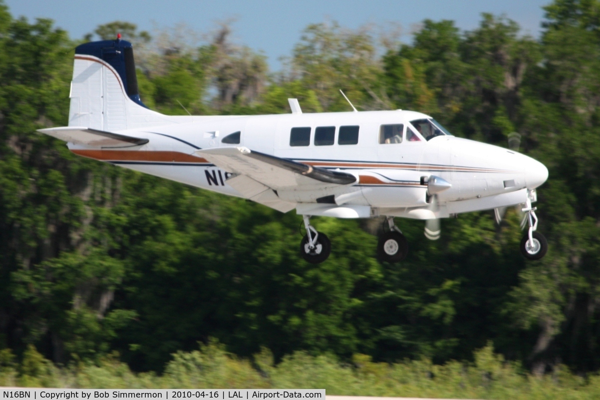 N16BN, 1962 Beech U-8F Seminole C/N LF-61, Landing on 9 during Sun N Fun 2010 at Lakeland, FL.