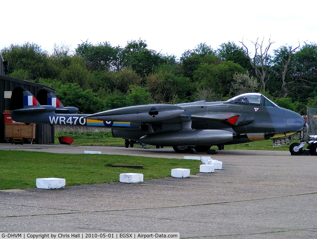 G-DHVM, 1954 De Havilland (F+W Emmen) DH-112 Venom FB.50 C/N 752, Aviation Heritage Ltd, painted and marked to represent WR470 of 208 Squadron RAF